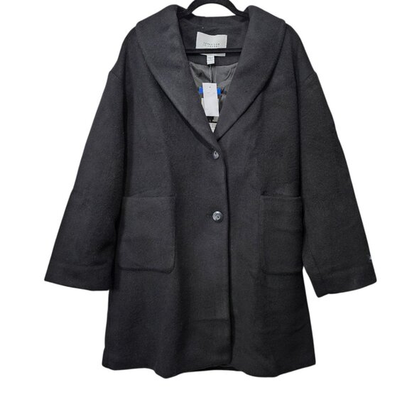 Derek Lam 10 Crosby 2 Button Wool Alpaca Relaxed Coat New Women's Black Size L - Picture 2 of 15